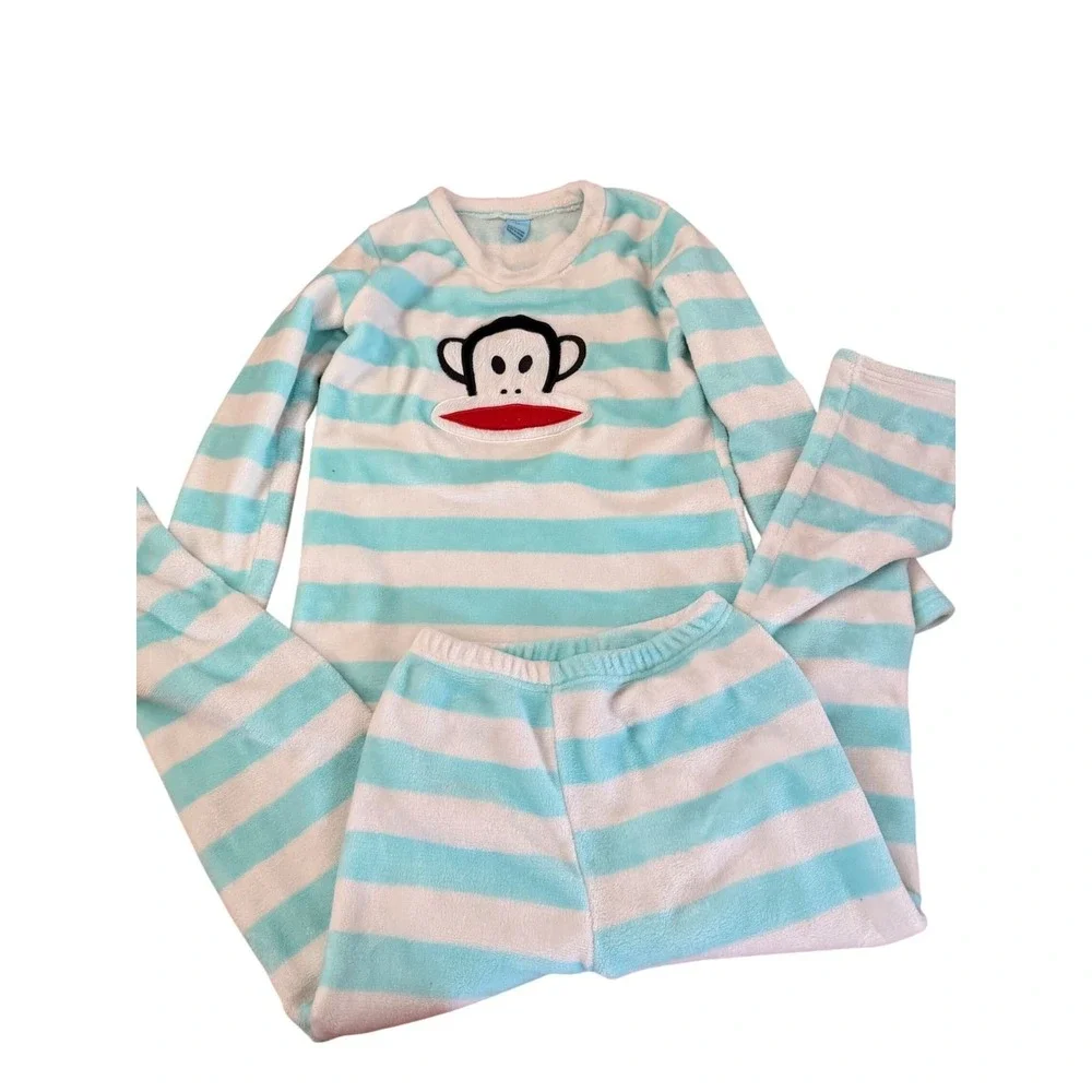 Y2K Paul Frank Julius & Friends Pajama Set‎ Stripe Fleece